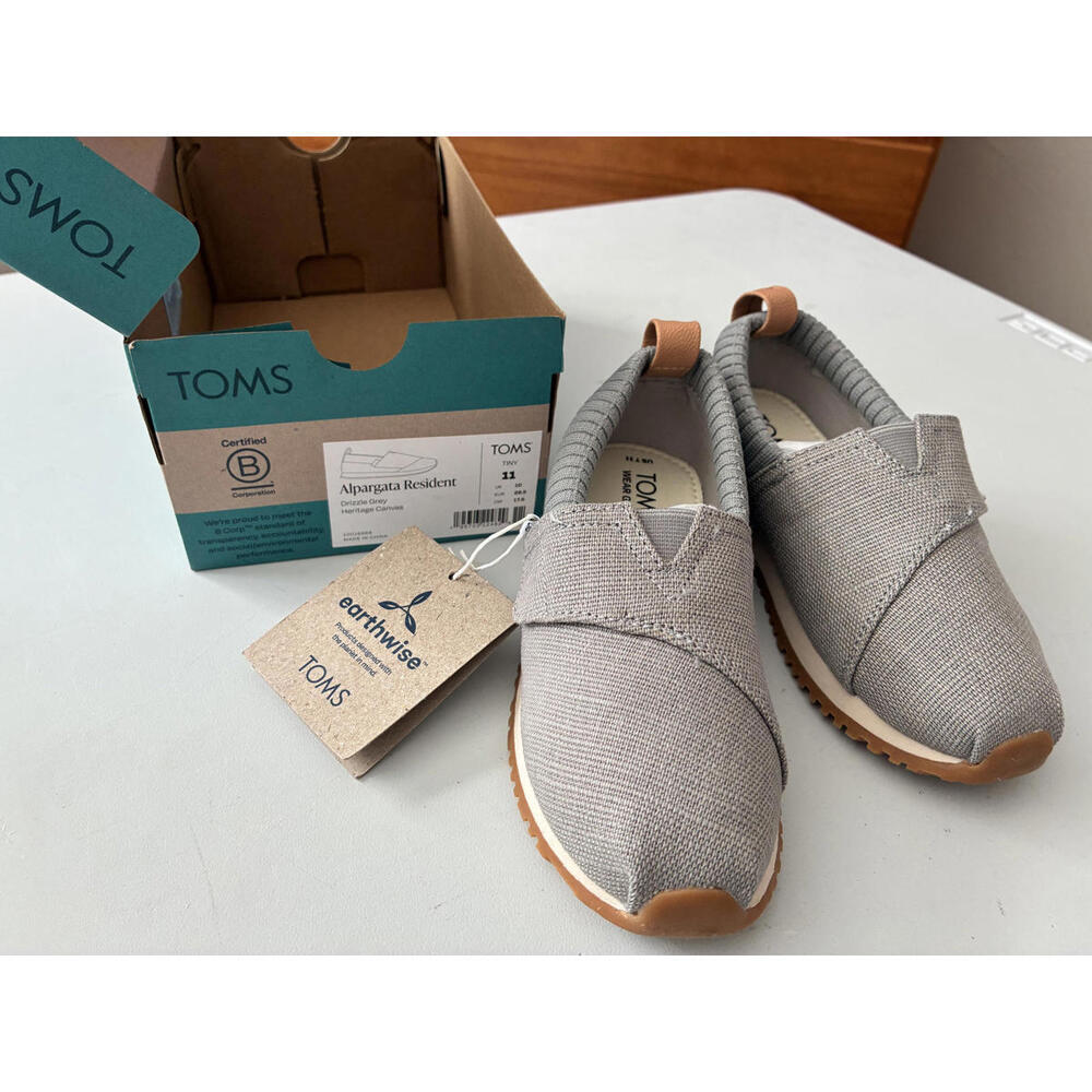 TOMS Tiny Alpargata Resident Gray Slip-On Shoes - Size 11 SH01
